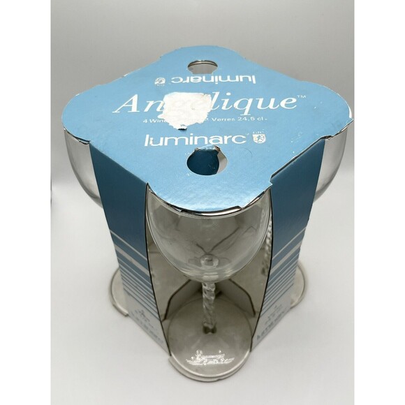 Vintage Luminarc ARC 8.5 Oz Clear Glass Wine Glasses Set Of 4 USA NIB - Picture 2 of 4